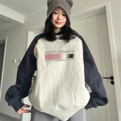 Women's Plush And Thick Pure Cotton Round Neck Color Matching Sweater