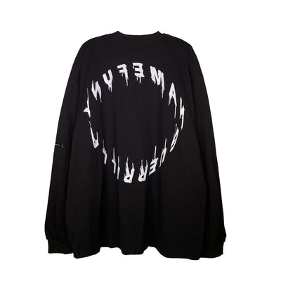 Mourning Character Head Print Long-sleeved T-shirt Men