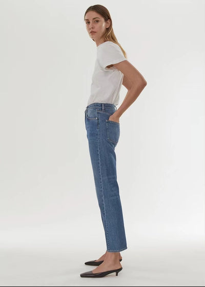 European And American High Waist Stretch Twisted Straight Cropped Jeans