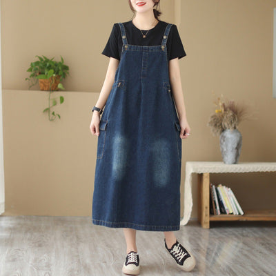 Real Time Shoot Of Casual Denim Dress For Women