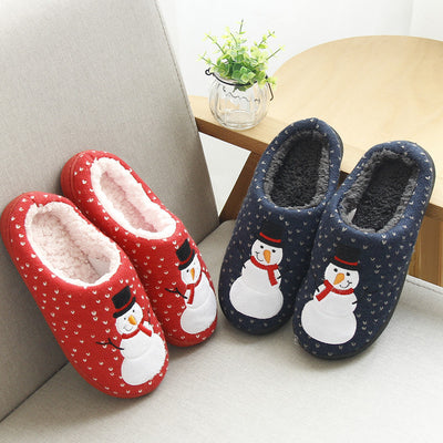 New Winter Christmas Snowman Couple Cotton Slippers Knitted