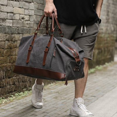 Retro canvas tote bag travel bag male fashion trend large capacity short-distance travel luggage bag shoulder bag male