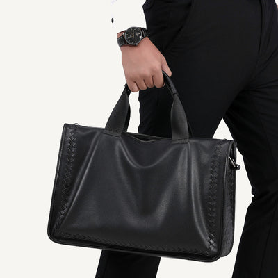 Men's sheepskin woven briefcase