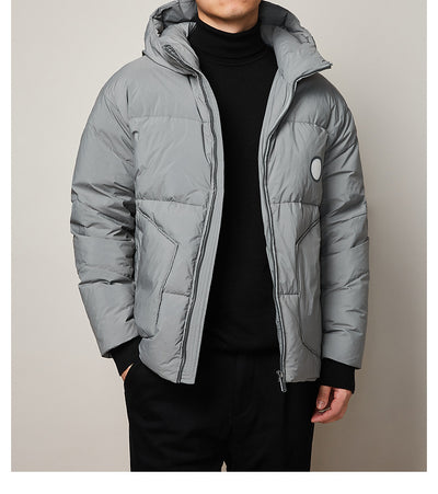 Men's Winter Warm Parka Jacket Windproof Short Light Hooded Down
