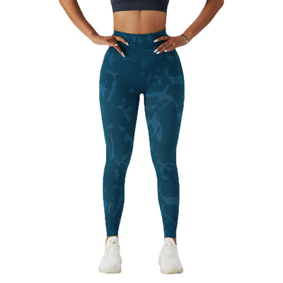 Camouflage Peach Hip Raise Fitness Pants Women's Quick-drying