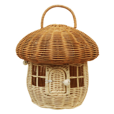 Wind Acorn Pure Hand-woven Rattan Hand Bag Mushroom