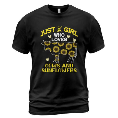 Europe And America Is Just A Girl Who Likes Cows And Sunflowers Round Neck Short Sleeve