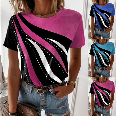 European And American Geometric Printing Short-sleeved Round Neck