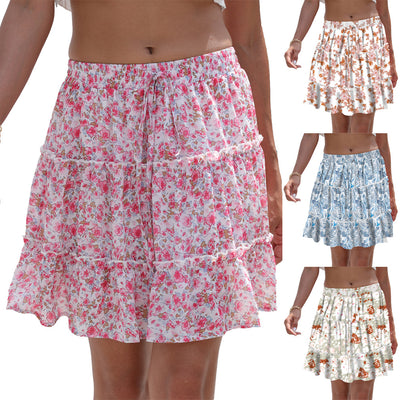 Women's Fashion Stitching Floral Skirt