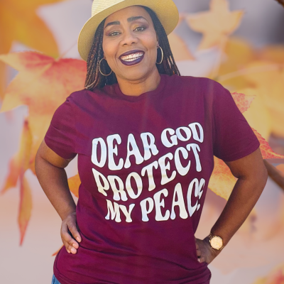 Dear God Protect My Peace Cotton Round Neck Short Sleeve Work Clothes Printing