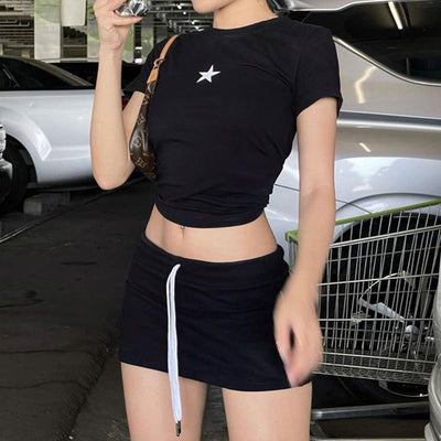 American Spicy Girl Star Print Short Sleeve T-shirt