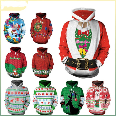 Women's Christmas Loose Versatile Hooded Creative Digital Printing Sweater