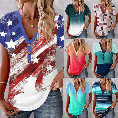 Multi Color Gradient Button Top Casual