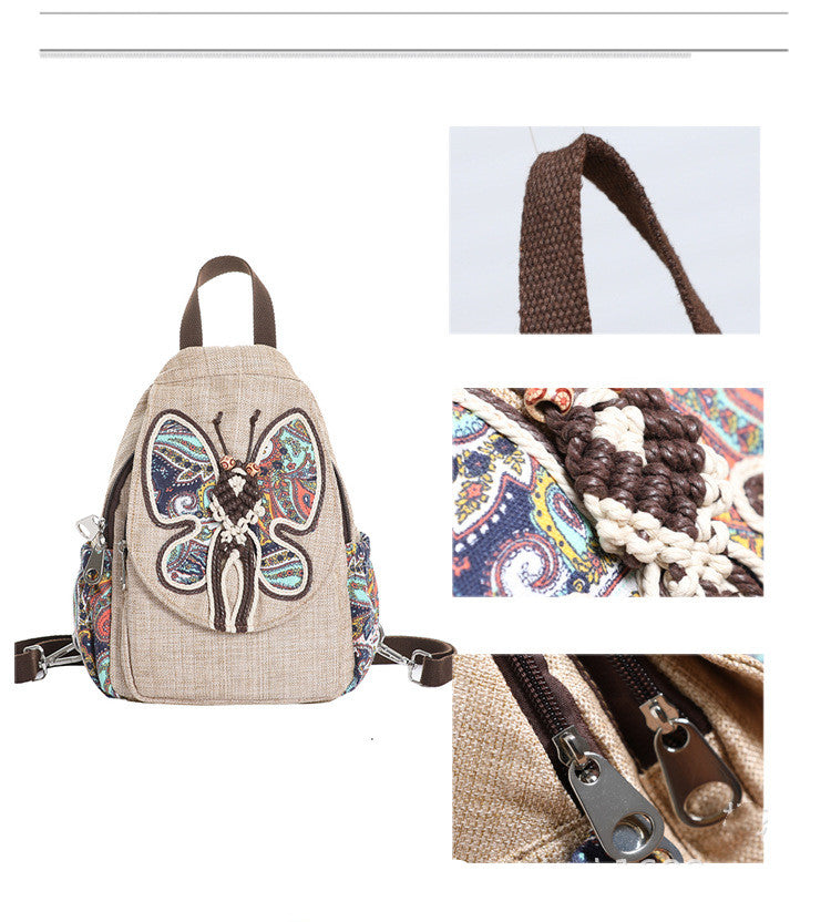 A touch of colorful backpack small backpack national style new style backpack literary style backpack women''s Bag Travel Backpack