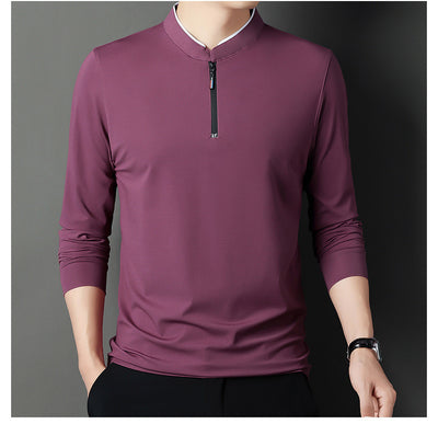 Long Sleeve T - Shirt Men Leisure Young Men Stand Collar Pull