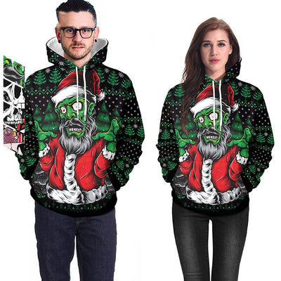 Women's Halloween Digital Printing Hooded Couple Casual Sweatshirt