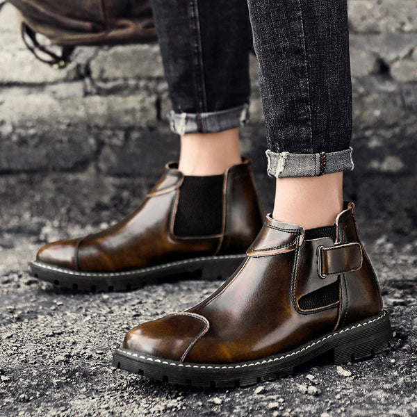 Trendy Retro Tooling Boots Sleeve Leather Boots Men