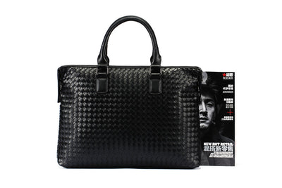 Men's Bag Leather Large Briefcase Hand Woven Luxury Handbags Business Tote Bags For Men High Quality Laptop Handbags
