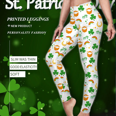 Saint Patrick's Day Costume Digital Printed With Hip Lifting Fitness Pants