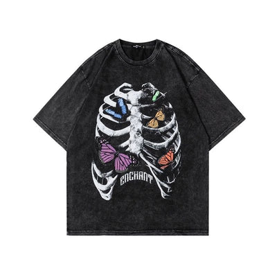 Butterfly Bone Skeleton Printed Short Sleeve T-shirt