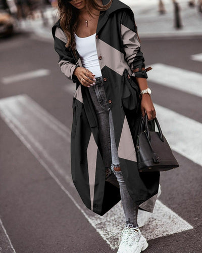 Fashion Personality Casual Lapel Mid-length Trench Coat Women