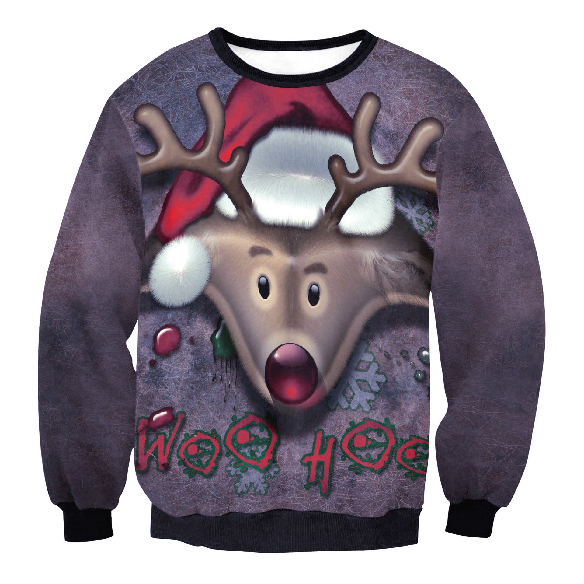 Women's Santa Claus Elk Long Sleeve Round Neck Loose Sweatshirt