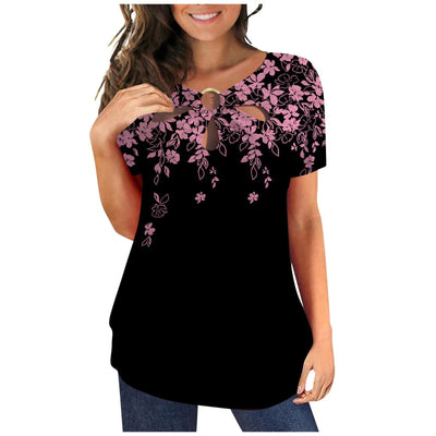 Casual Loose Printed Round Neck Short Sleeves