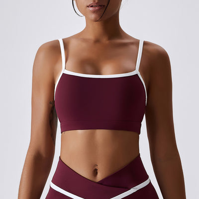 Color-blocking Nude Yoga Bra Tight-fitting Sports Top For Women