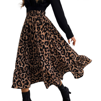 Women's Casual Leopard Print Simple Slim Skirt