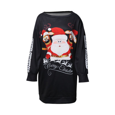 Santa Claus Printed Fashion Round Neck Sweaters Women's Clothing