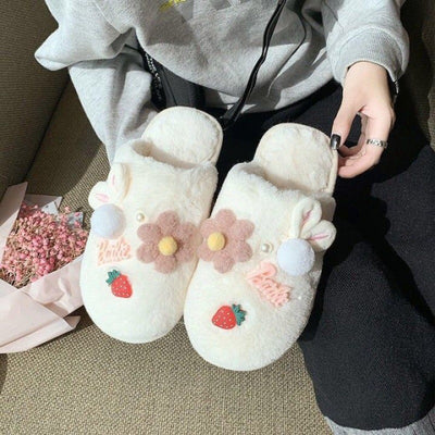 Winter Cute Bag Heel Non-slip Home Warm Plush Cotton Slippers Women
