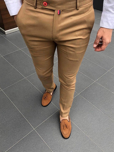 Men's Solid Color Casual Tappered Formal Pants