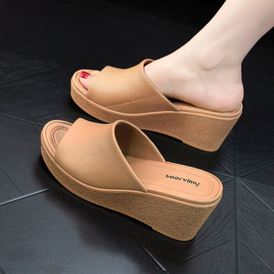 High Heel Slippers Women's Platform Wedge Non-slip