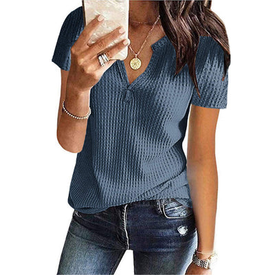 Women's Shirt V-neck Fashion Short Sleeve