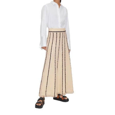 Women's Striped Tassel Knitted Skirt