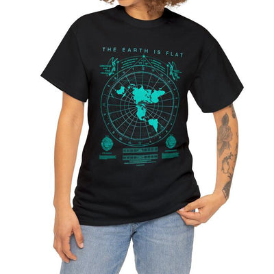 European And American Flat Earth Map T-shirt Digital Printing Casual Round Neck Short Sleeves