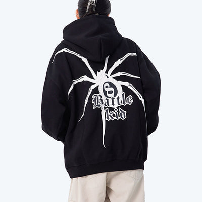 Spider Print Pullover Hoodie For Men