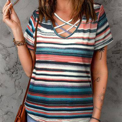 Women's Casual Striped Print Pullover Top