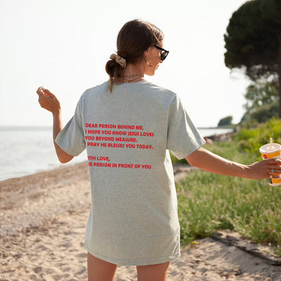 Women's Top Round Neck Slogan Printed Short Sleeves