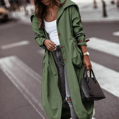 Fashion Personality Casual Lapel Mid-length Trench Coat Women