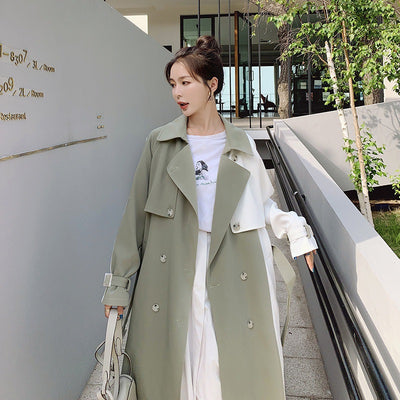 Women Contrasting Mid-length Trench Coat