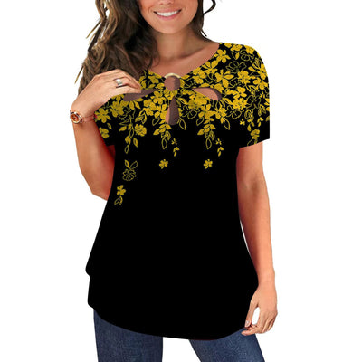 Casual Loose Printed Round Neck Short Sleeves