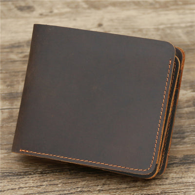 Men Crazy Horse Leather Money Card Bag Leather Wallet