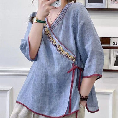 Summer Loose Fitting Tea Suit Top