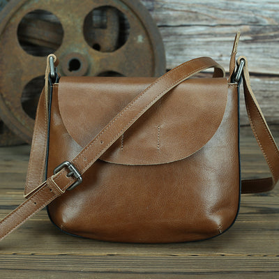 Retro Simple Leather Crossbody Bag For Women