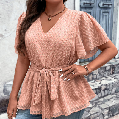 Thin Loose-fitting Plus Size V-neck Top