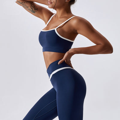 Color-blocking Nude Yoga Bra Tight-fitting Sports Top For Women