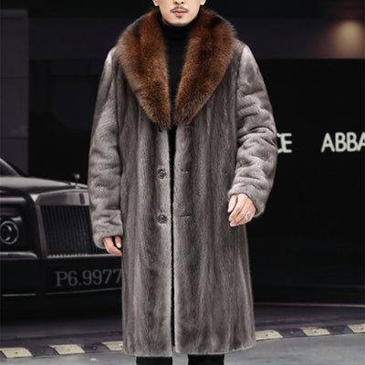 Thick Fur Long Coat Men Autumn Winter New Casual Warm