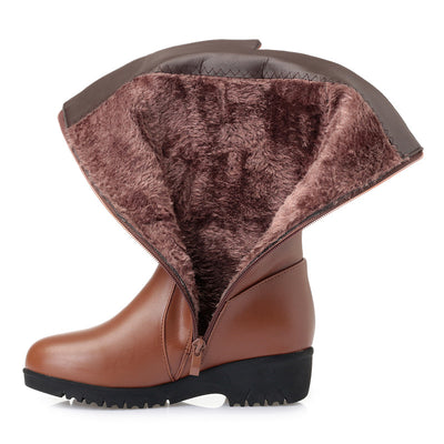 New Winter Women's Boots Flat Wedge Heel High Boots