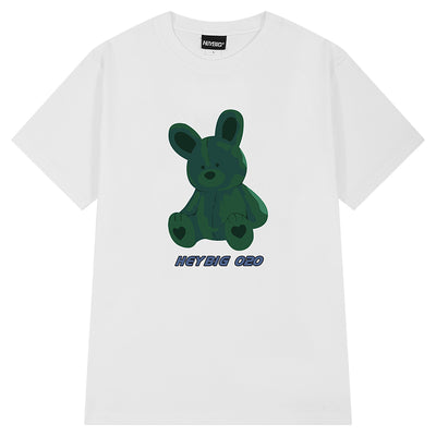 Couple Hip Hop Summer Green Bear Loose Short Sleeve T-shirt Mid